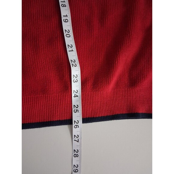 Vtg Tommy Hilfiger Sweater Vest Mens XL Red Crest Logo 100% Cotton V-Neck Preppy - Picture 7 of 7